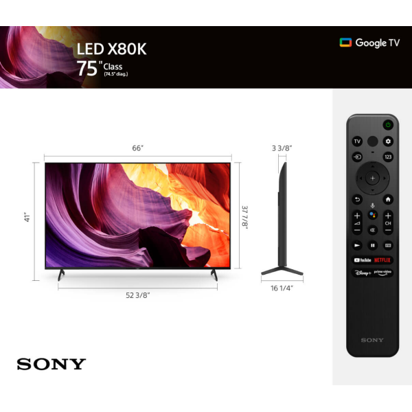 SONY 75 Class X85K 4K HDR LED TV